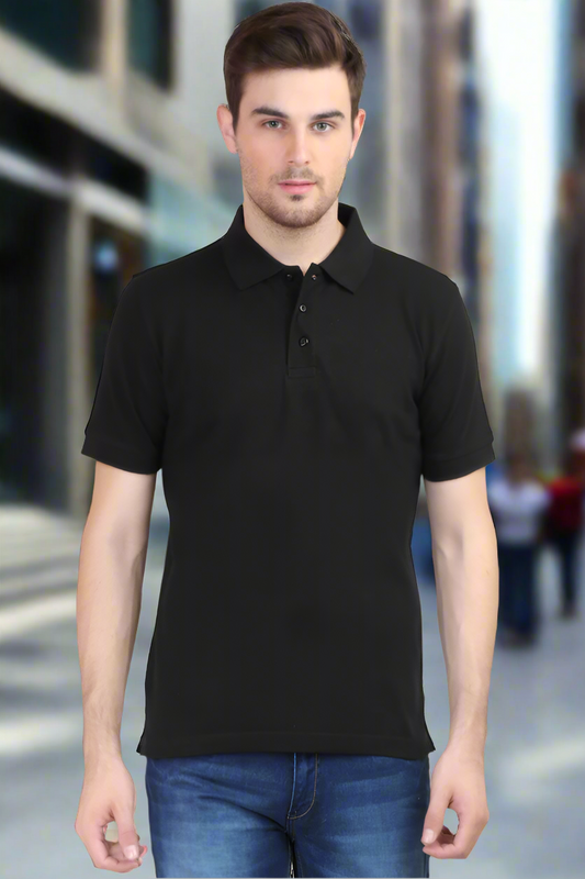 wear Premium Half Sleeve Polo Men black tshirt