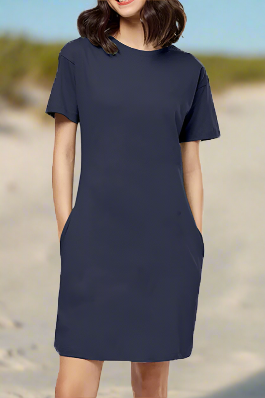 Women's Dark Blue T-Shirt Dress | Casual, Stylish & Comfortable