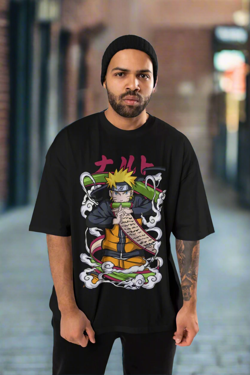  Anime Vibes: Naruto Scroll Graphic Tee | Funkariya's Oversized Tees 