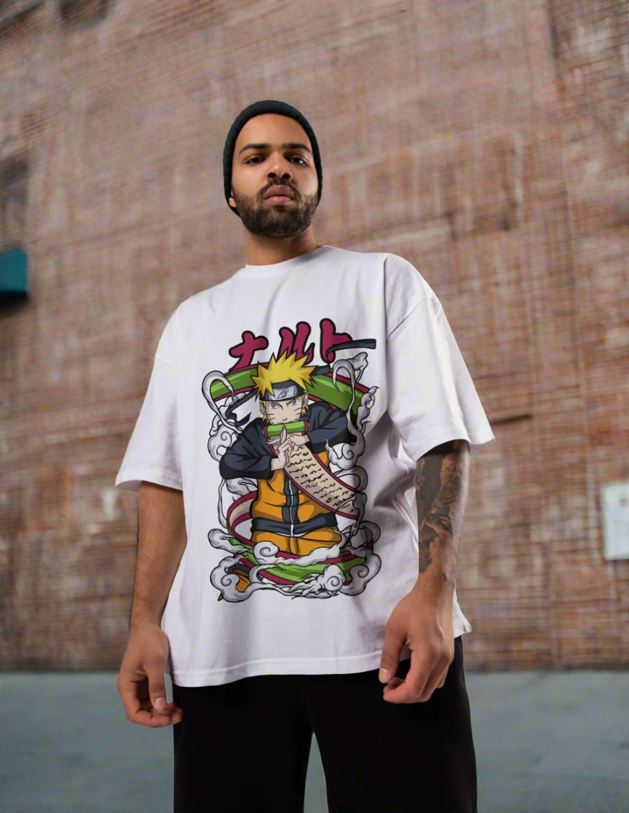  Anime Vibes: Naruto Scroll Graphic Tee | Funkariya's Oversized Tees 