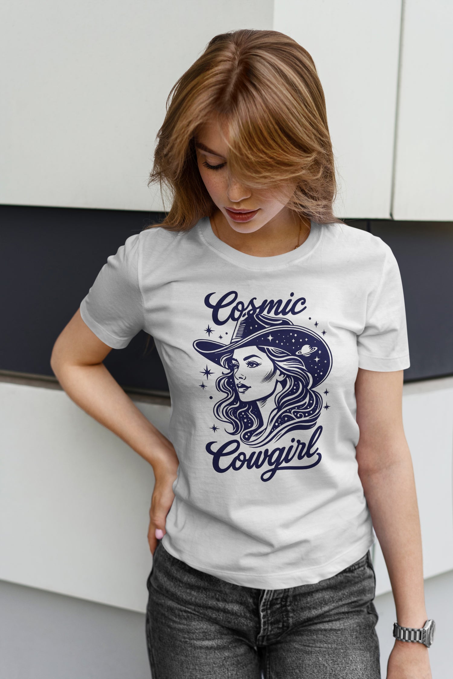 Funkariya Ride the Stars in Style – Cosmic Cowgirl Tee 🌌✨ | Women's Round Neck T-Shirt (Copy)