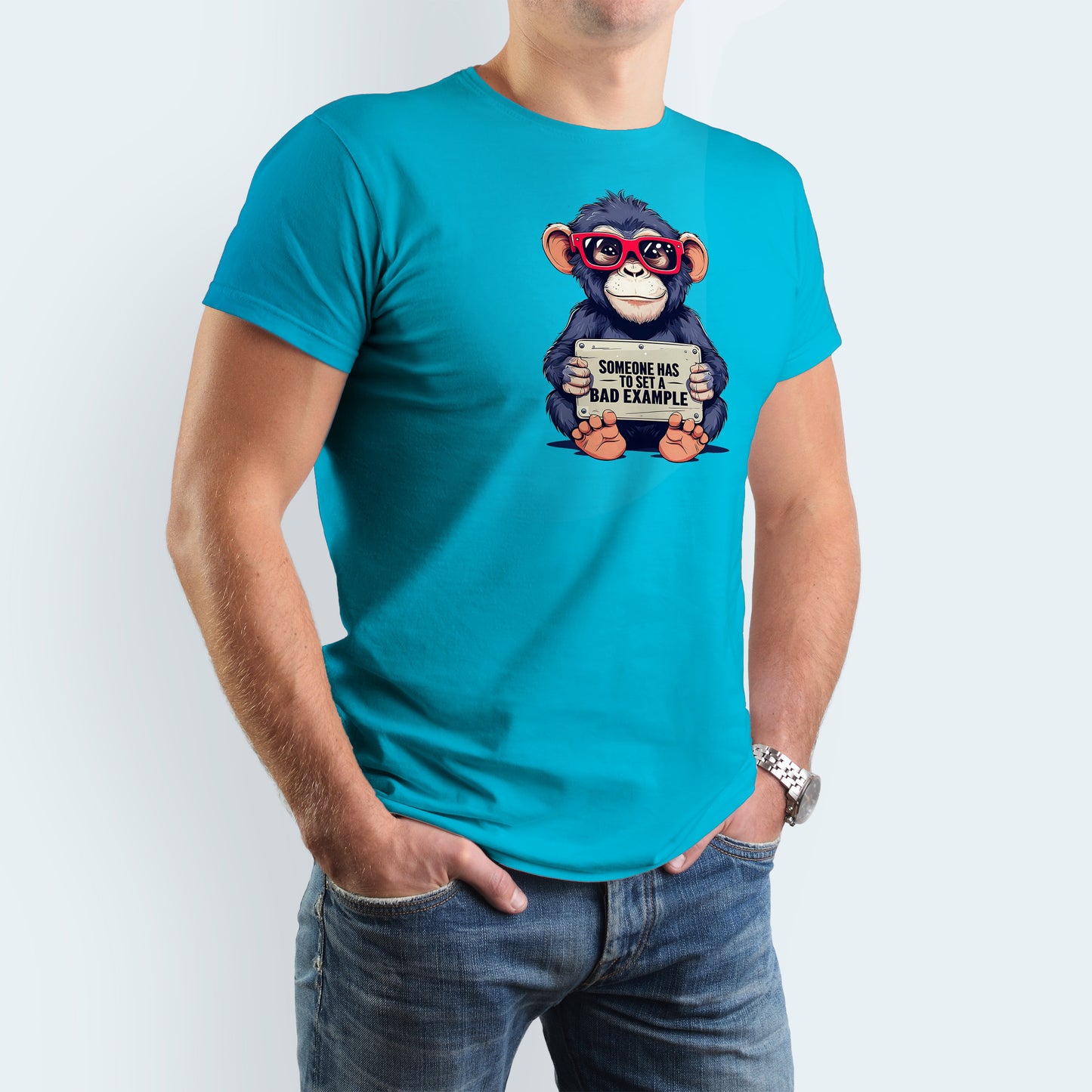 SOMEONE HAS - TO SET A BAD EXAMPLE | Men's T-shirt-Sky Blue