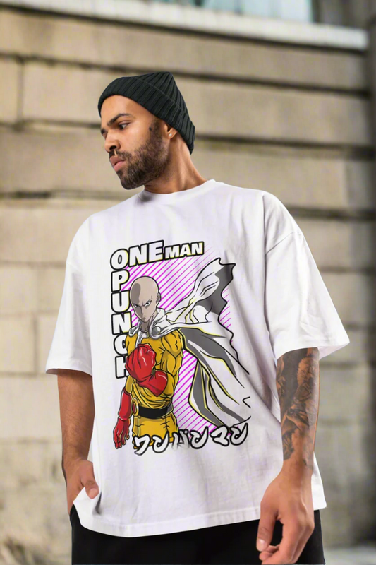 Heroic Minimalism: One Punch Man Tee | Funkariya's Oversized Tees