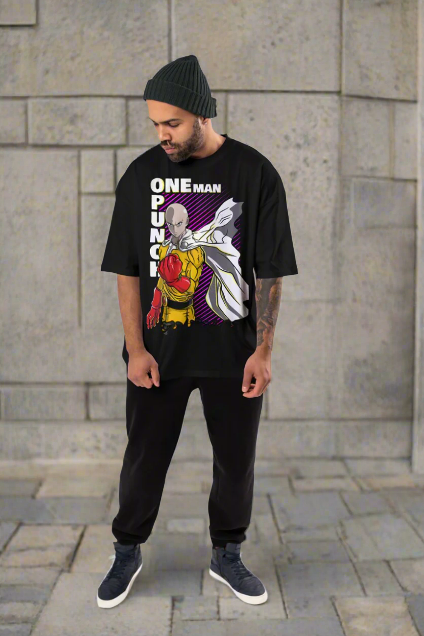 Heroic Minimalism: One Punch Man Tee | Funkariya's Oversized Tees