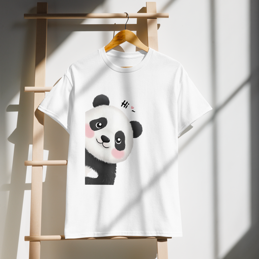 Hi Panda | Cute Graphic Tee |  Women's Round Neck T-Shirt