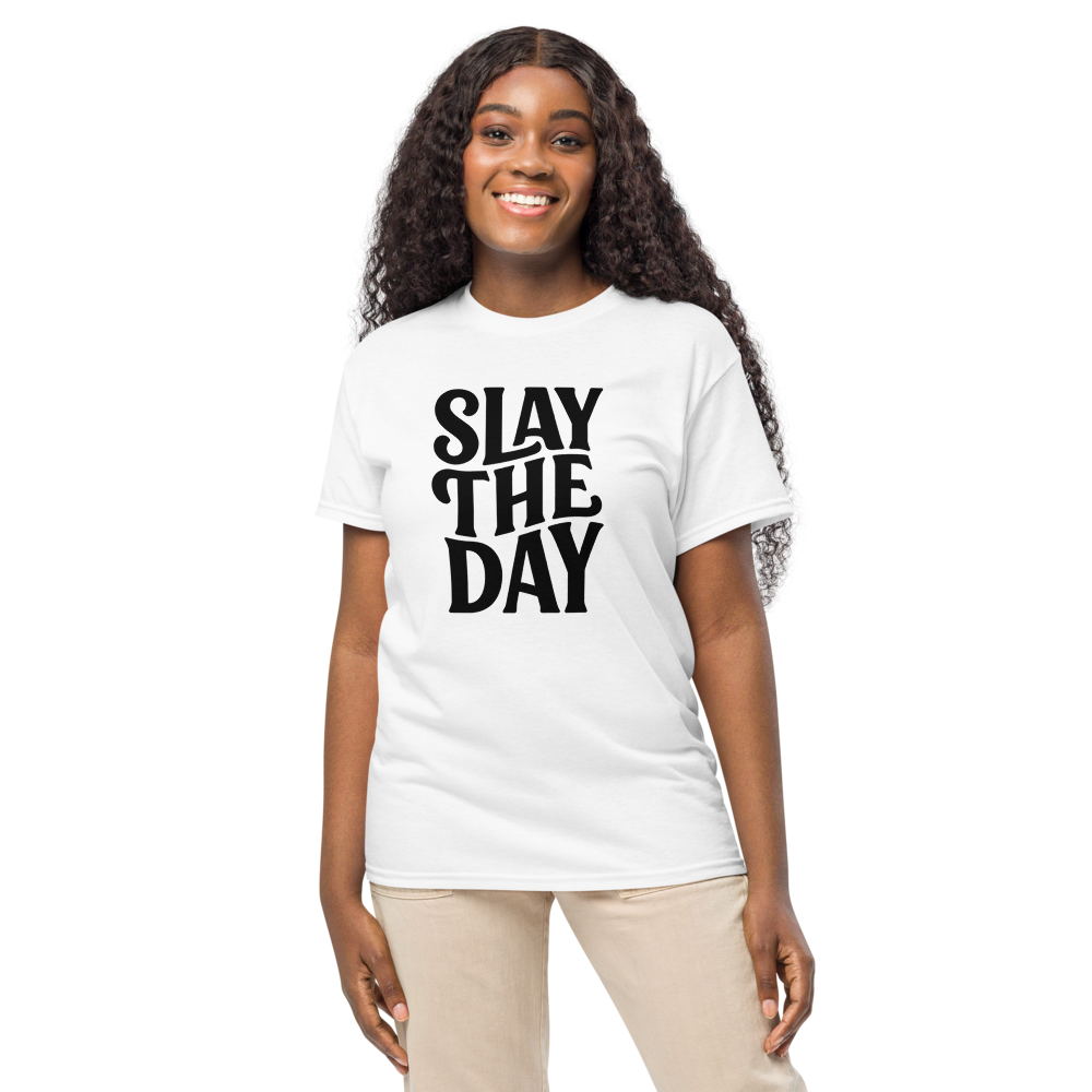 Slay the Day | Motivational Graphic Tee |  Women's Round Neck T-Shirt