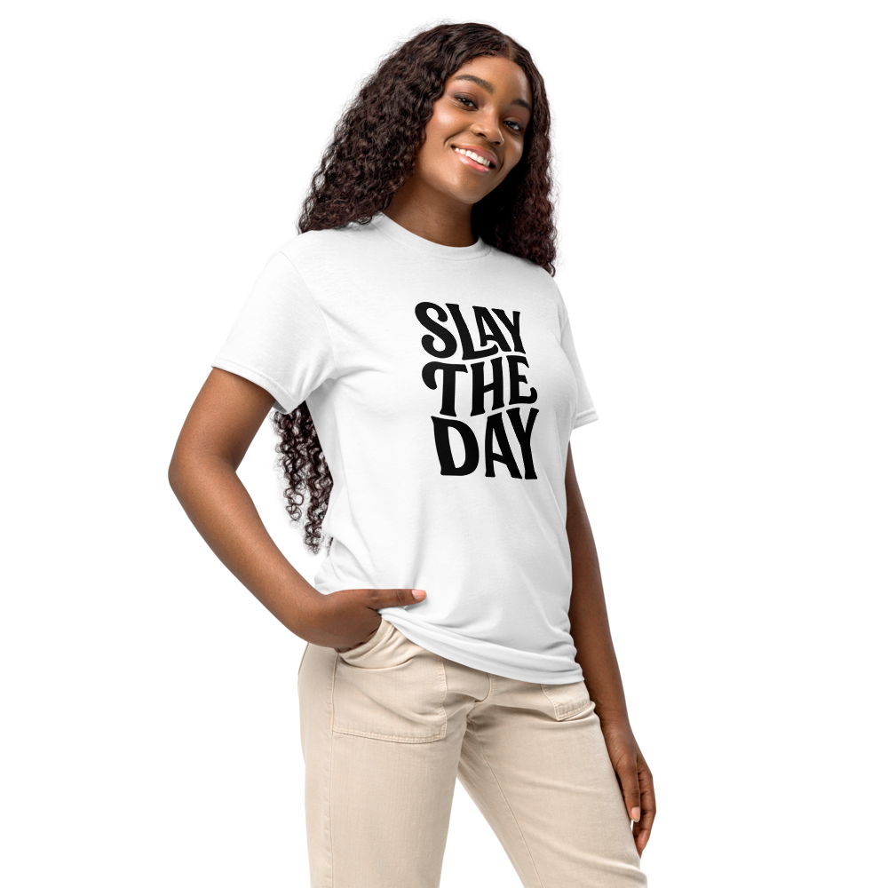 Slay the Day | Motivational Graphic Tee |  Women's Round Neck T-Shirt