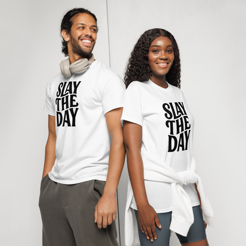 Slay the Day | Motivational Graphic Tee |  Women's Round Neck T-Shirt